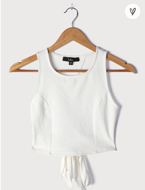 Lulu’s - White Tie-Back Cropped Tank Top