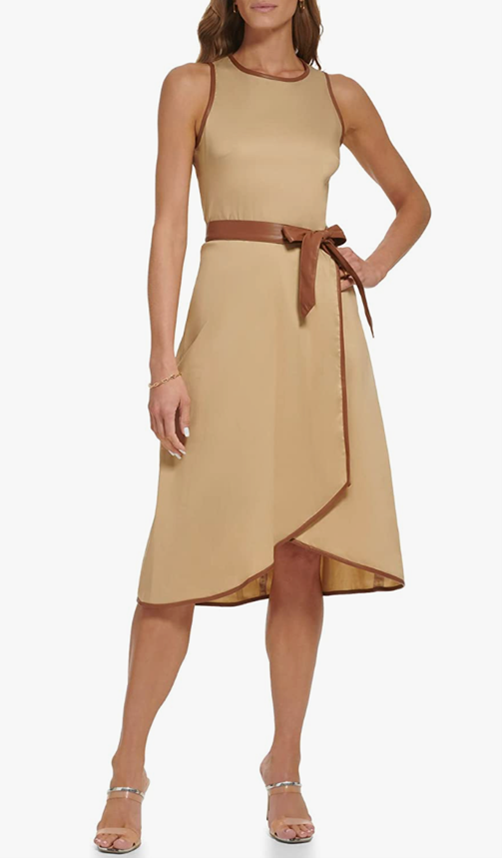 DKNY - Beige Cotton Trim Dress