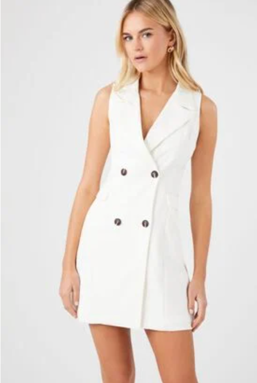 Forever 21 - White Sleeveless Blazer Casual Mini Dress