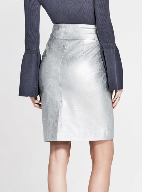 Guess Marciano - Silver Zarita Faux Leather Skirt