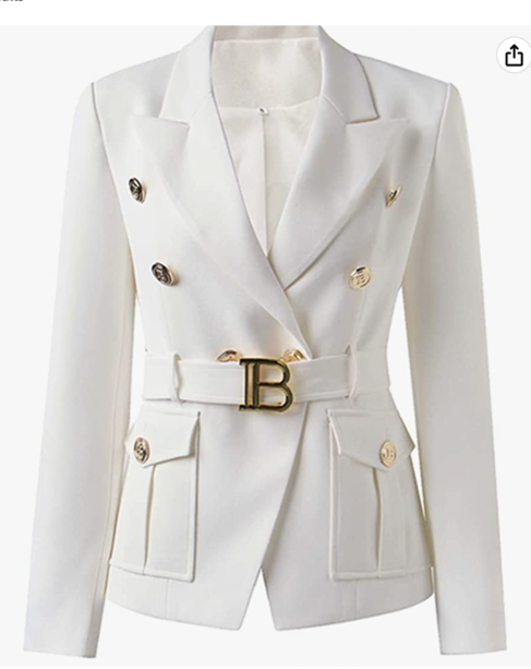 Alloaone - White Classic Style Blazer