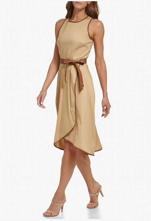 DKNY - Beige Cotton Trim Dress