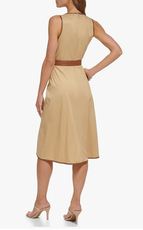DKNY - Beige Cotton Trim Dress